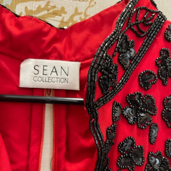 Sean Collection 100 Silk Red Black Heavy Beaded Floral Plus Whimsigoth Fairy XXL - Picture 9 of 13